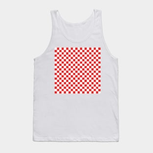 Wonky Checkerboard, White and Red Tank Top